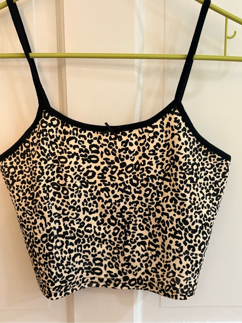 Leopard Print Cami Tank Top - Black on Cream small Romwe